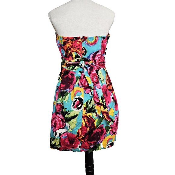 Vibrant Arden B Bright Floral Strapless Mini Dress - Picture 3 of 5